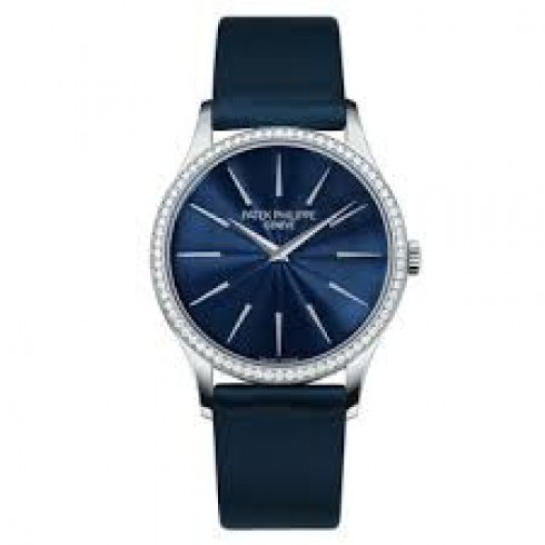Patek Philippe Calatrava Blue Dial Diamond 18kt White Gold Ladies Watch 4897G-001 watches