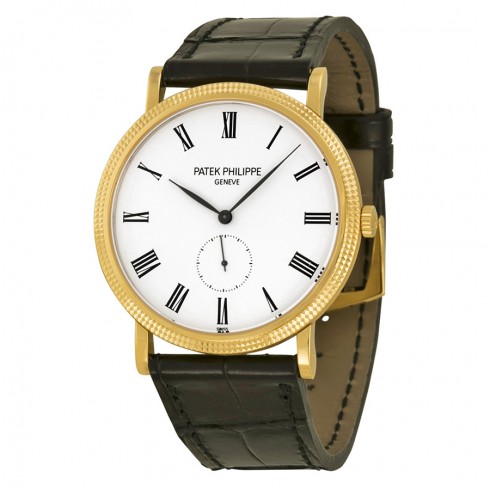 Patek Philippe Calatrava Mechanical White Dial Leather Men's Watch 5119J-001 watches