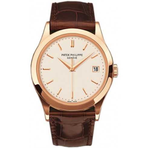 Patek Philippe Calatrava Opaline Dial 18kt Rose Gold Brown Leather Men's Watch 5296R-010 watches