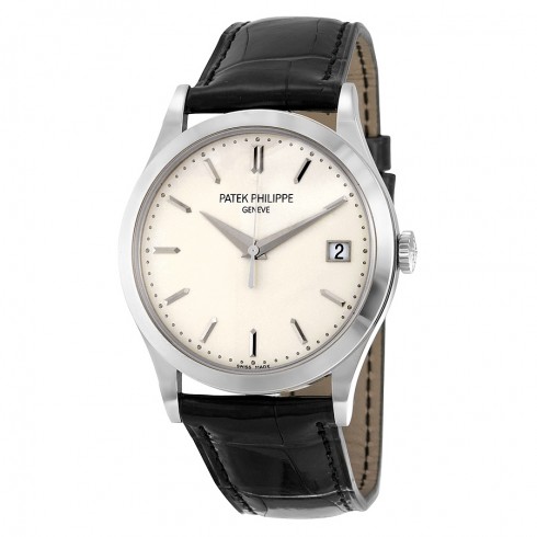 Replica Patek Philippe Calatrava Opaline White Dial 18kt White Gold Men's Watch 5296G-010 Watch