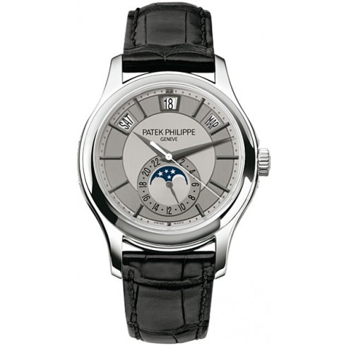 Patek Philippe Complications Grey Dial 18k White Gold Black Leather Men's Watch 5205G-001 watches