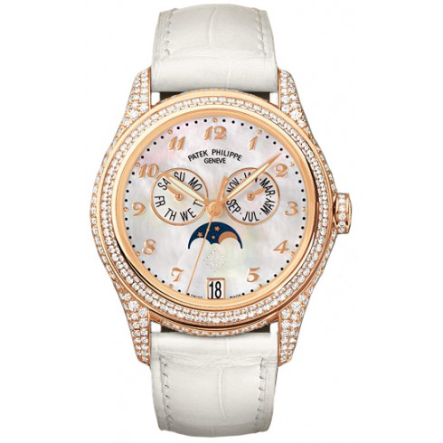 Patek Philippe Complications Mother of Pearl 18kt Rose Gold Diamond Leather Ladies Watch 4937R watches