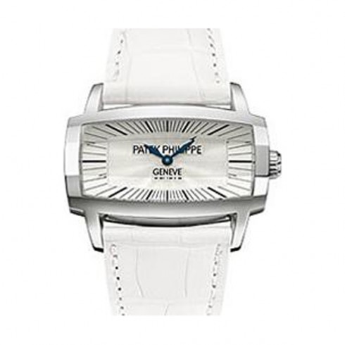 Replica Patek Philippe Gondolo Gemma Mother Of Pearl Dial White Leather Ladies Watch 4980G Watch
