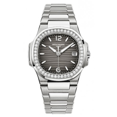 Patek Philippe Nautilus Smoke Grey Dial 18 Carat White Gold Set With Diamonds Ladies Watch 7010/1G-012 watches