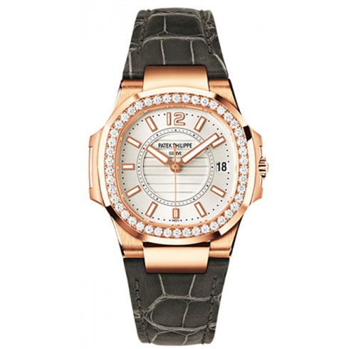 Patek Philippe Nautilus White Dial Black Leather Strap Ladies Watch 7010R-001 watches