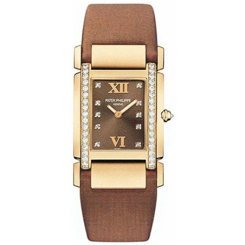 Patek Philippe Twenty-4 18kt Rose Gold Chocolate Strap Diamond Ladies Watch 4920R watches