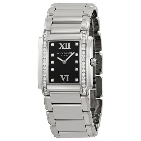 Patek Philippe Twenty-4 Black Dial Steel Diamond Ladies Watch 4910-10A-001 watches