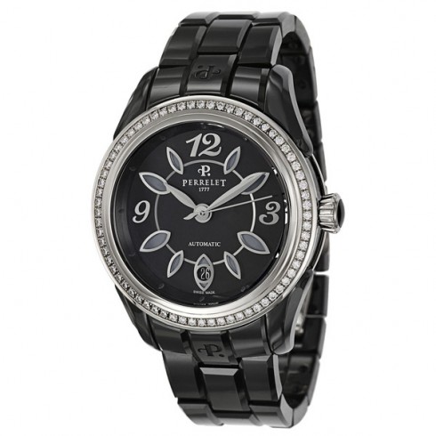 Perrelet Classic Eve Black Dial Diamond Ceramic Ladies Watch A2041-BA watches