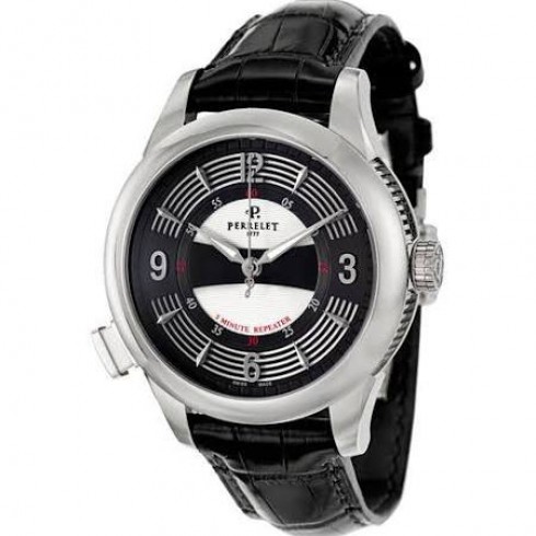 Perrelet Maestro Musical Concept Automatic Black and White Dial Black Leather Men's Watch A1038-1 watches