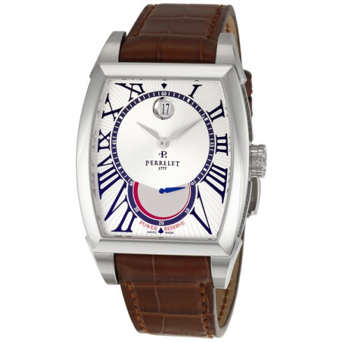 Perrelet Power Reserve Silver Sunburst Dial Men's Watch A1017-1 watches