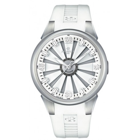Perrelet Racing Double Rotor Turbine Dial White Rubber Automatic Men's Watch A1064-6 watches