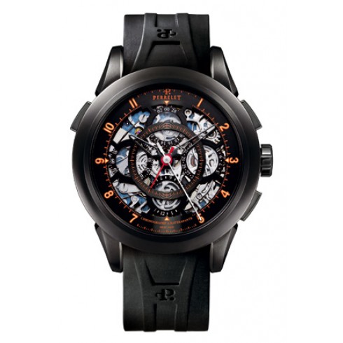 Perrelet Split Second Chronograph Black Skeleton Dial Men's Watch A1045-3 watches
