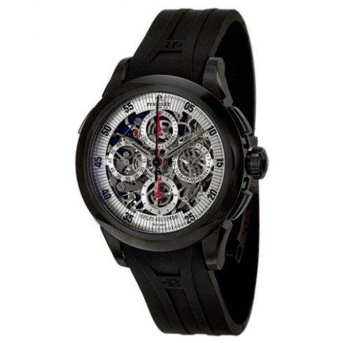 Perrelet Split Second Chronograph Skeleton Dial Black Rubber Men's Watch A1045-3A watches