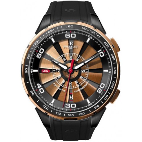 Perrelet Turbine Chronograph Pink Gold Dial Automatic Men's Watch A3036-2 watches