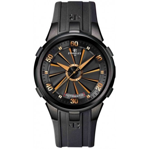 Perrelet Turbine XL Gold Dial Black Rubber Automatic Men's Watch A4053-1 watches