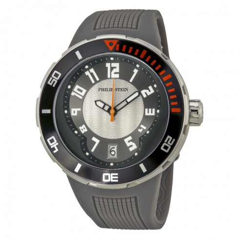 Philip Stein Extreme Grey Rubber Strap Men's Watch 34-BGR-RGR watches