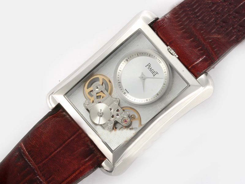 Piaget Altiplano 19129 Brown Ostrich Leather Strap Rectangle Mens Watch watches