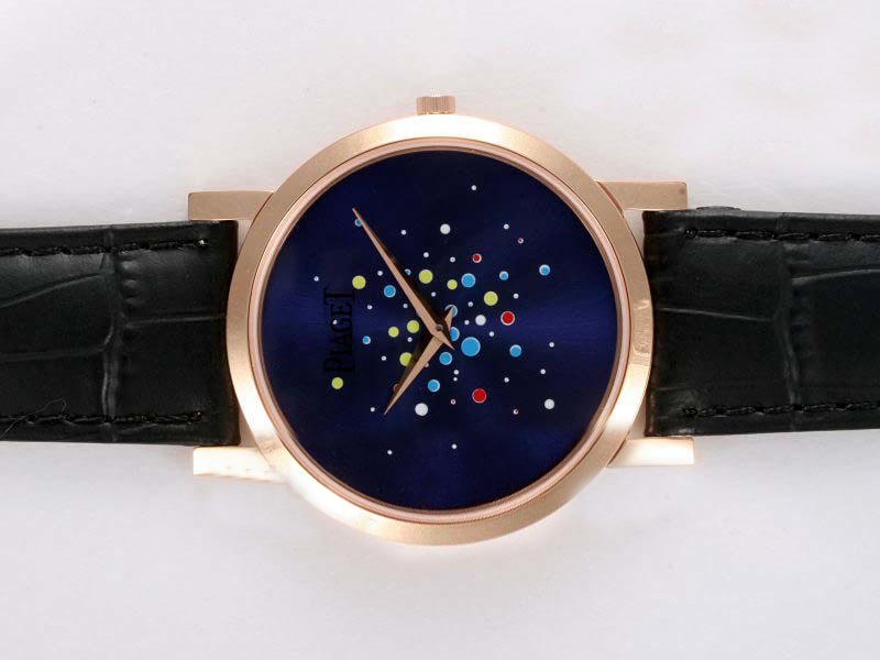 Piaget Altiplano G0A29120 33mm Blue Dial Black Crocodile Leather Strap Watch watches