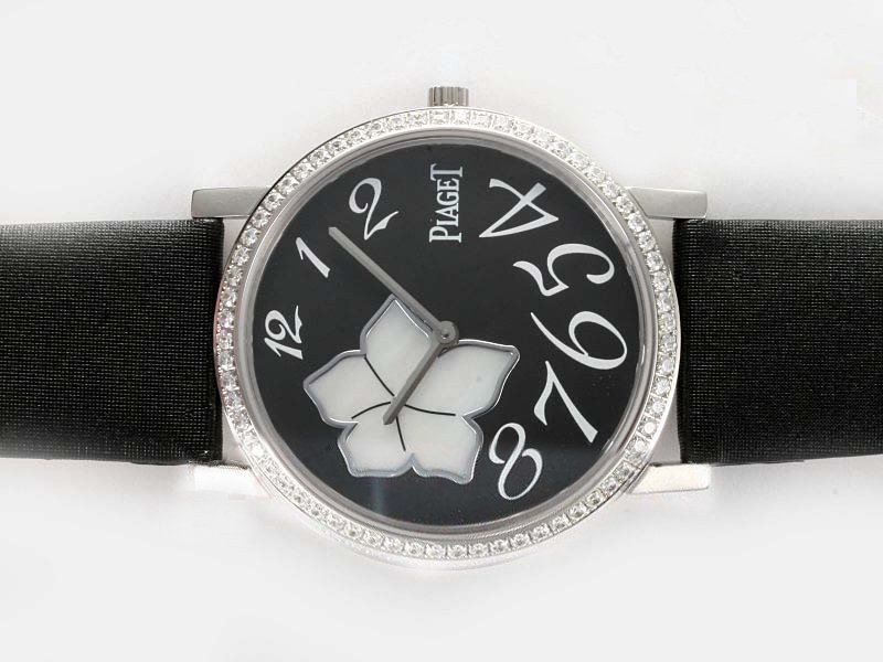 Piaget Altiplano G0A32077 Black Cow Leather Strap Black Dial 33mm Watch watches