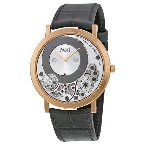 Piaget Altiplano Silver and Black Dial 18K Rose Gold Men's Watch GOA39110 watches