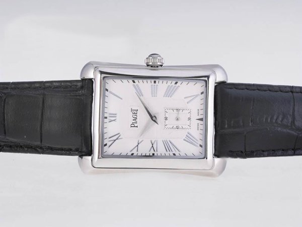 Piaget Black Tie Piaget Emperador G0A28062 36x42mm White Dial Black Crocodile Leather Strap Watch watches