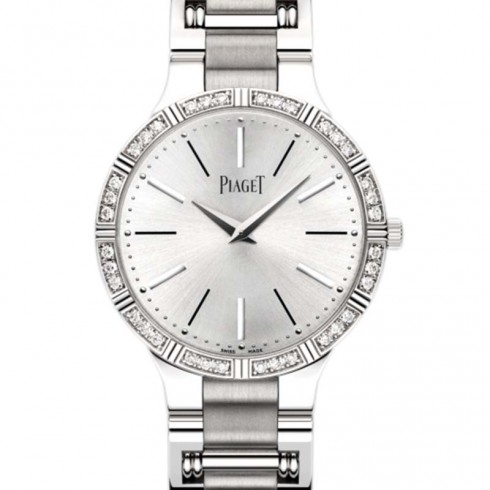 Piaget Dancer Silver Dial White Gold Bracelet Diamond Ladies Watch G0A38052 watches