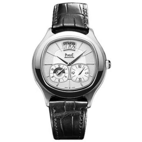 Piaget Emperador Coussin Silver Dial Black Leather Automatic Men's Watch GOA32016 watches