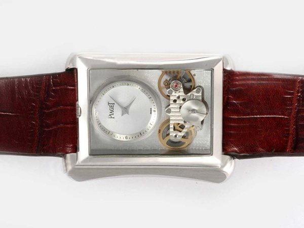 Piaget Emperador Coussin Tourbillon 19129 Mens Brown Cow Leather Strap Rectangle Watch watches