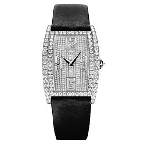 Piaget Limelight Diamond Pave Dial 18kt White Gold Black Satin Ladies Watch GOA36193 watches