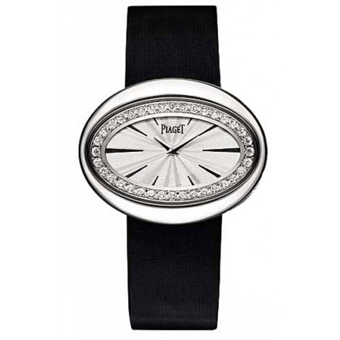 Piaget Limelight Magic Hour Silver Dial 18kt White Gold Diamond Black Satin Ladies Watch G0A32099 watches