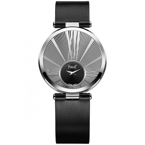 Piaget Limelight Twice Silver and Black Dial 18kt White Gold Black Satin Ladies Watch GOA35136 watches