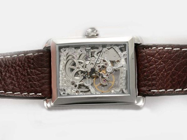 Piaget Piaget 20083 White Dial Brown Crocodile Leather Strap Rose Gold Bezel Watch watches