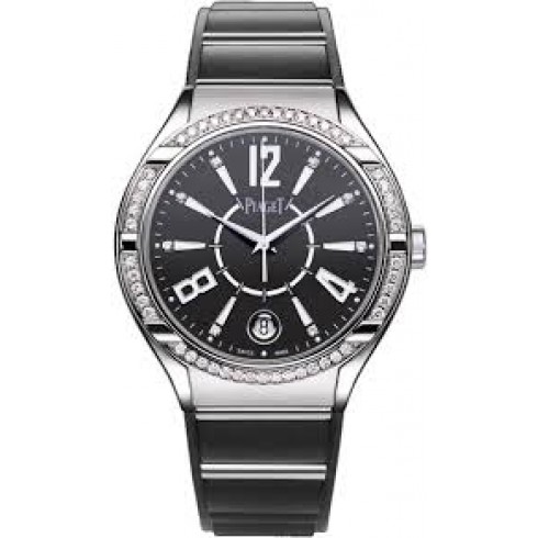 Piaget Polo Black Dial 18K White Gold Diamond Ladies Watch GOA36014 watches