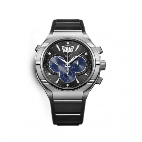Piaget Polo Fourty Five Black Dial Chronograph Titanium Black Rubber Men's Watch GOA36017 watches