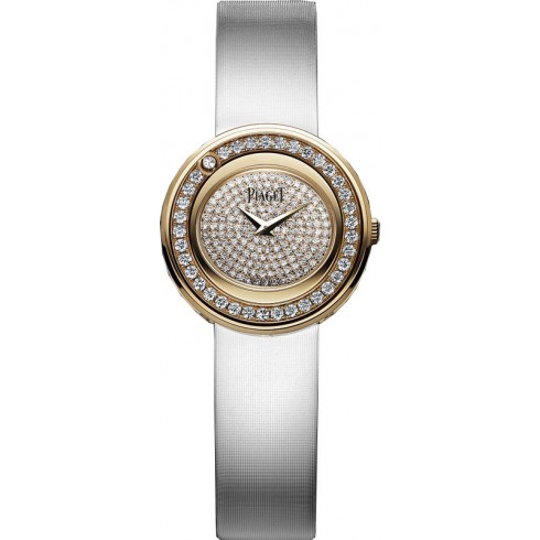 Piaget Possession Diamond Pave 18kt Rose Gold White Satin Men's Watch GOA37189 watches