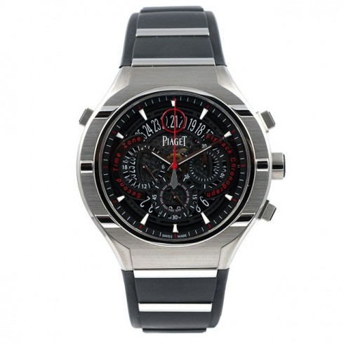 Piaget Protocol Flyback GMT Black Dial Titanium Rubber Strap Men's Watch GOA35001 watches