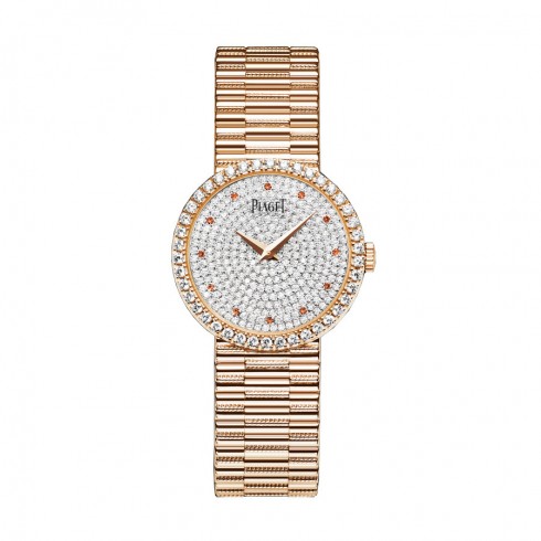 Piaget Traditional Diamond Pave Garnet Dial 18K Gold Ladies Watch GOA37044 watches
