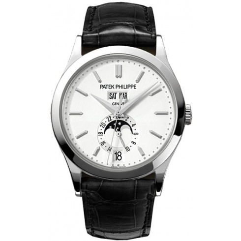 Patek Philippe Complications Silvery Opaline Dial White Gold Case Men's Annual Calender Watch 5396G watches