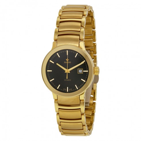 Rado Centrix Automatic Black Dial Yellow Gold-Plated Stainless Steel Ladies Watch R30280153 watches