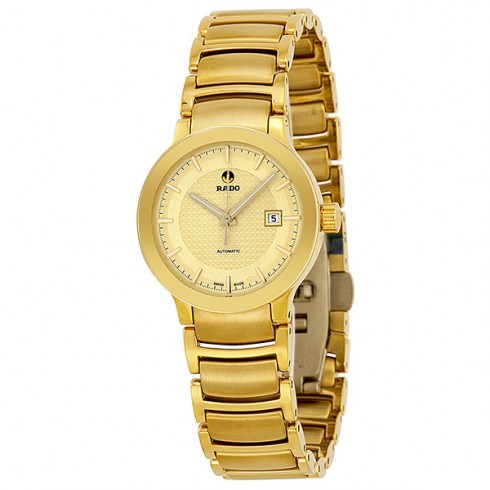 Rado Centrix Automatic Gold Dial Yellow-Gold Plated Stainless Steel Ladies Watch R30280253 watches