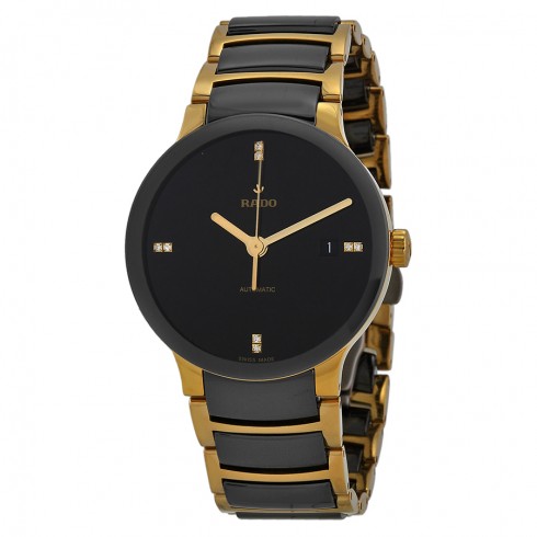 Rado Centrix Black Dial Gold-plated and Black Ceramic Men's Watch R30035712 watches