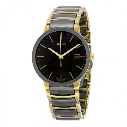 Rado Centrix Black Dial Gold PVD Black CEramic Men's Watch R30929152 watches