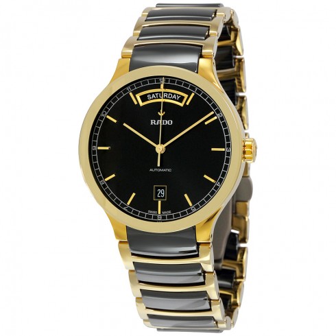 Rado Centrix Day-Date Black Dial Gold-plated Black Ceramic Men's Watch R30157162 watches
