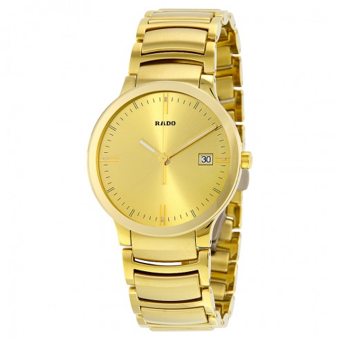 Rado Centrix Gold Dial Yellow Gold-Plated Stainless Steel Men's Watch R30527253 watches