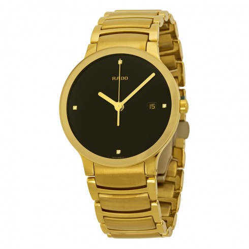 Rado Centrix Jubile Black Diamond Dial Gold-Plated Stainless Steel Men's Watch R30527713 watches