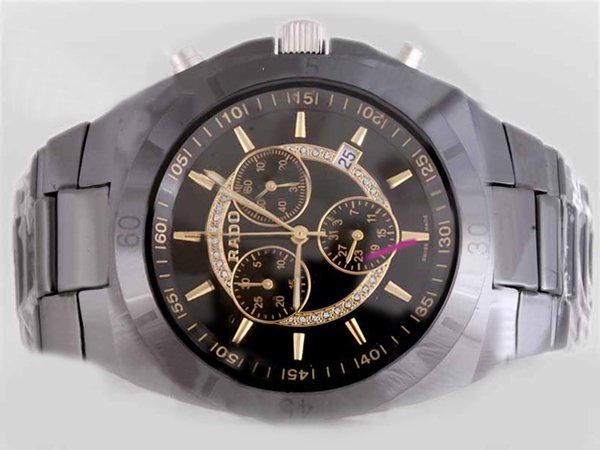 Rado Classic Jubile 180.028282 Silver Ceramic Strap Round Black Dial Watch watches