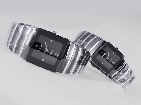 Rado DiaStar 120929 Black Ceramic Strap Black Dial Square Watch watches
