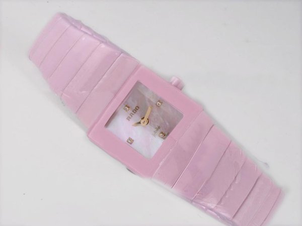 Rado DiaStar 25974 Pink Ceramic Strap 21x28mm White Dial Watch watches