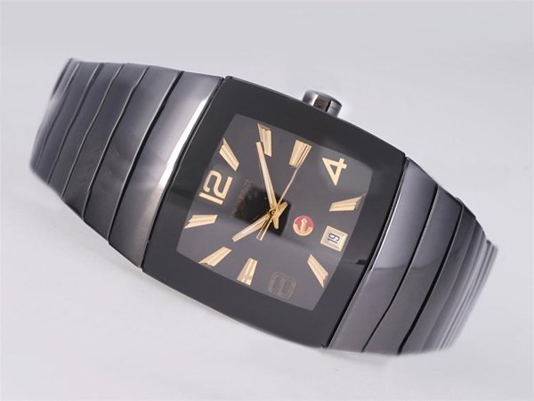 Rado DiaStar 4158 Square Black Ceramic Strap Black Dial Watch watches