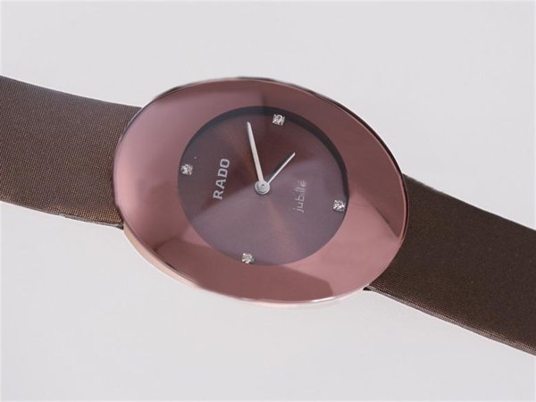Rado eSenza 964.0491.3 Oval Red Dial Brown Cow Leather Strap Watch watches